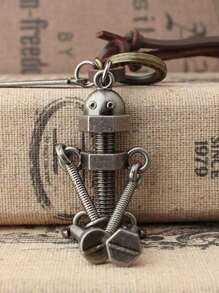 1PC Men Screw Robot Charm Keychain Skull Skeleton, Casual Metal Robot Key Chain, Cyberpunk Keychain, Personalized Car Key Ring, Backbag Pendant Accessories Gift, Necklace Pendant - Multicolor - View 3