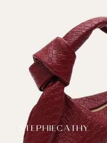 STEPHIECATHY 女士经典时尚编织压花单肩包柔软 PU 人造皮革结饰肩带小号顶部手柄流浪汉包轻便便携腋下手提包钱包休闲日常通勤旅行多功能四季通用