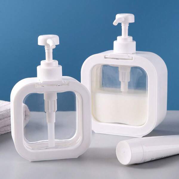 1pc 300ml/500ml Press Refillable Bottle, Large Capacity Shampoo/Hand Wash/Shower Gel/Dish Soap/Laundry Detergent Dispenser
