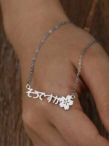 Collar con nombre japonés personalizado, gargantilla con flor de cerezo Sakura, collares con palabras personalizadas para mujeres y hombres, collar de Kanji japonés de acero inoxidable