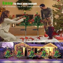 4PCS Upgraded 30 Inch Green Solar Lighted Christmas Tree Outdoor Decoration - 4PCS - View 4