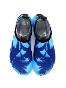 Men's Beach Shoes (Water Shoes) - Simple Blue Coconut Tree Pattern, Lightweight, Breathable, Quick - Drying And Ultra - Soft Soles