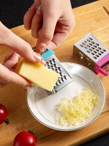 1pc Stainless Steel Mini Cheese Grater, Creative Random Color Small Box Graters For Kitchen Slicer, Ginger, Vegetable - Multicolor - View 1