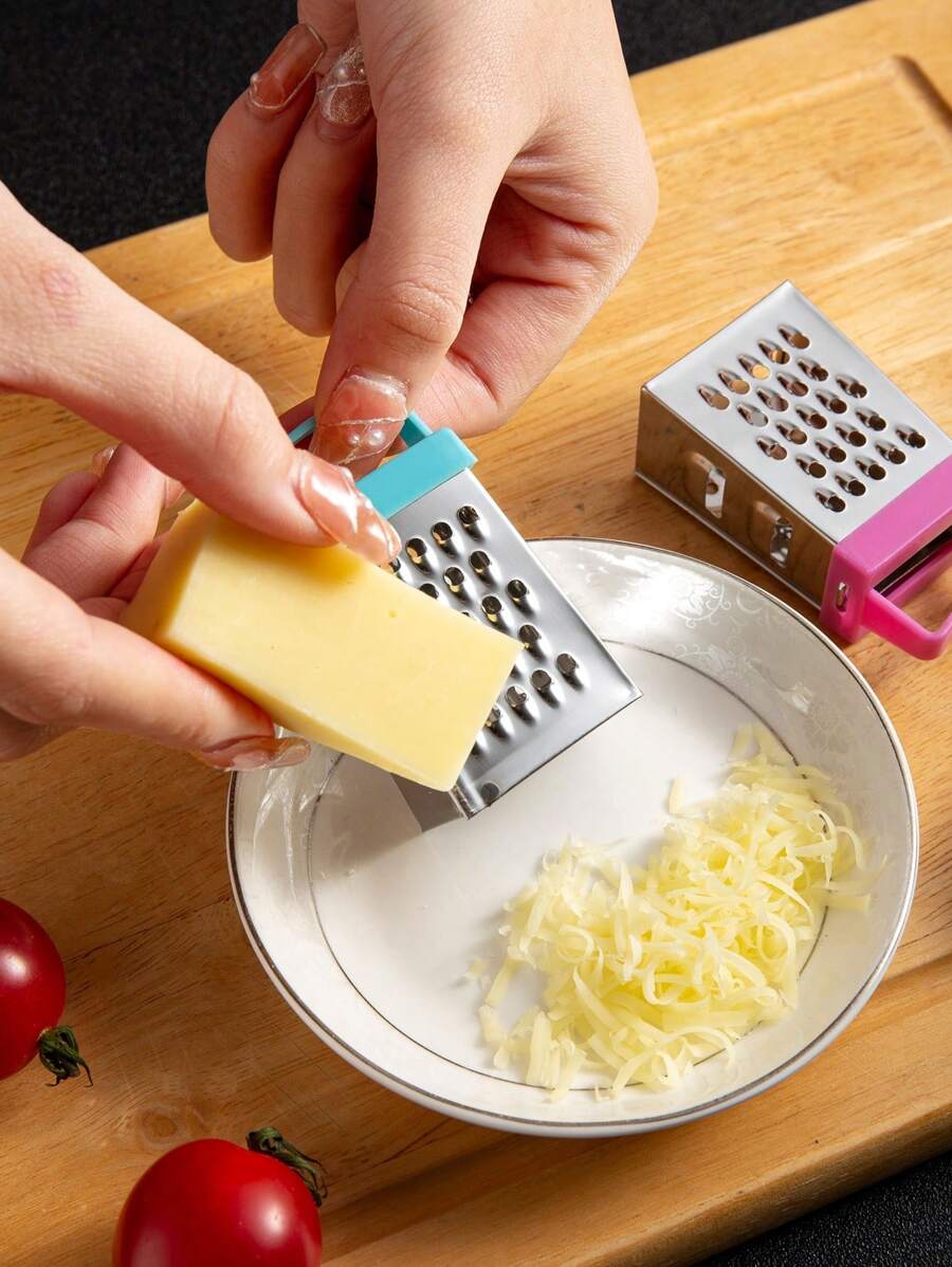 1pc Stainless Steel Mini Cheese Grater, Creative Random Color Small Box Graters For Kitchen Slicer, Ginger, Vegetable - Multicolor - View 1
