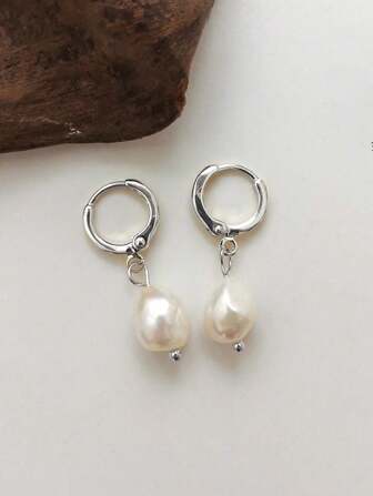 1 par lyxiga pärlorhängen, lämpliga för kvinnors dagliga klädsel