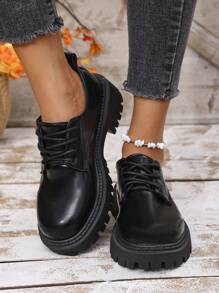 Zapatos Oxford de piel de patente para mujer primavera 2024, mocasines casuales con suela gruesa tipo plataforma, diseño con hebilla, antideslizante y resistente al desgaste, zapatos tipo Mary Jane de moda