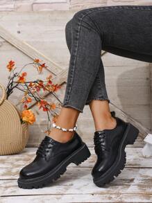 Zapatos Oxford de piel de patente para mujer primavera 2024, mocasines casuales con suela gruesa tipo plataforma, diseño con hebilla, antideslizante y resistente al desgaste, zapatos tipo Mary Jane de moda