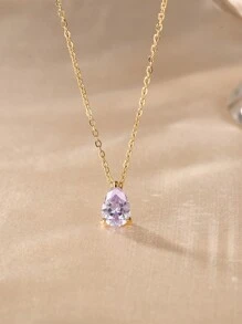 18K 不锈钢水滴形项链，镶嵌锆石，适合 12 月诞生石，时尚优雅 - 項鍊 - 查看 16