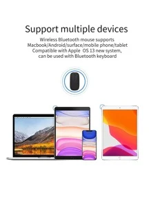 Mouse wireless Bluetooth pentru laptop, iPad, compatibil cu iPhone (IOS 13.1.2 și versiuni ulterioare), mini mouse silențios compatibil cu Android/Windows/Linux (negru)