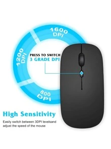Mouse wireless Bluetooth pentru laptop, iPad, compatibil cu iPhone (IOS 13.1.2 și versiuni ulterioare), mini mouse silențios compatibil cu Android/Windows/Linux (negru)