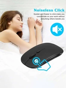 Mouse wireless Bluetooth pentru laptop, iPad, compatibil cu iPhone (IOS 13.1.2 și versiuni ulterioare), mini mouse silențios compatibil cu Android/Windows/Linux (negru)