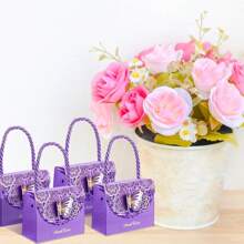 [5/10/15件] 多尺寸紫色镂空蝴蝶创意礼品包装盒，手提袋风格，适用于糖果、饼干、小礼物，适合婚礼、洗礼、公司聚会、节日派对