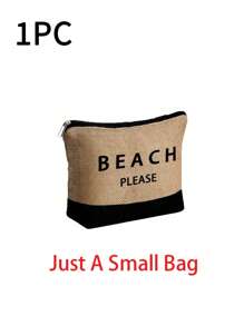 Women's Beach Tote Bag, Canvas Beach Bag, Suitable For Weddings, Birthdays, Holidays, And Other Occasions, Great Gift For Women, Mothers, Teachers, Friends, Bridesmaids, Students, Back To School Season, Large Capacity, Travel Tote, Ideal For Holidays And Short Trips, Personalized Birthday Gift, Comes With Scarf - Khaki - View 15