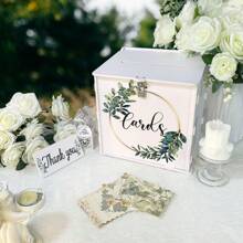 Lockable Wedding Greeting Card Box, PVC Material, Suitable For Wedding Receptions, Birthday Parties, Bridal Showers, Graduation Ceremonies, Etc. White Envelope Shape, Pink Rose Pattern, Can Be Used As Wedding Decor, Home Decor, Room Decor, Party Favors, Bridal Gifts, Birthday Decor, Bachelorette Party Decor, Etc. - White - View 8