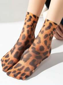 2 pares de calcetines finos con estampado de leopardo, ligeros y suaves, calcetines cortos, medias y calcetines de mujer, moda de lujo, apropiados para viajes, fiestas, vacaciones, Navidad, regalos para amantes, madre, esposa, aniversario, hija, uso diario, cómodos