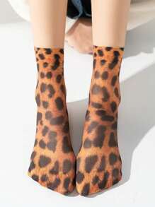 2 pares de calcetines finos con estampado de leopardo, ligeros y suaves, calcetines cortos, medias y calcetines de mujer, moda de lujo, apropiados para viajes, fiestas, vacaciones, Navidad, regalos para amantes, madre, esposa, aniversario, hija, uso diario, cómodos