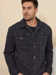 Men's Twill Denim Jacket - Black - View 3