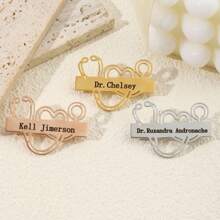 1pc Custom Doctor Stethoscope Lapel Brooch , Minimalist Personalized Stainless Steel Name Badge,Daily Wear And Gifts, Suitable For International Nurse Day