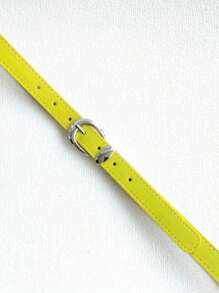 Women's Belt With Silver Buckle, Steel Alloy, 2.3CM - 檸檬綠 - 查看 2
