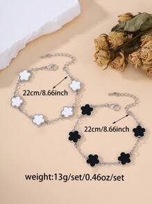 2pcs Minimalist & Stylish Floral Design Copper Bracelets, Daily Wear Gift For Women, Date/Graduation