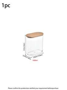 1 pieza Tarro hermético con tapa de bambú, frasco de almacenamiento de productos secos de alta capacidad, capacidad de 350ml-2000ml, opciones de varios tamaños, recipiente de almacenamiento de alimentos de plástico transparente, caja de organización de cocina para granos, granos de café, dulces y aperitivos, apto para refrigerador, almacenamiento de dulces navideños - transparente - Ver 12