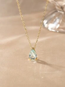 18K 不锈钢水滴形项链，镶嵌锆石，适合 12 月诞生石，时尚优雅 - 項鍊 - 查看 23