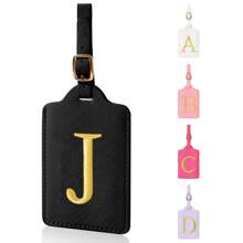 Personalized Initial Luggage Tags For Suitcases, Chenille Letter Cute Luggage Tags With Privacy Cover Name Card, Embroidered Luggage Travel Bag Tags Gifts For Women Kids Teens,Christmas Gifts Summer Black Travel Essentials Workout School Supplies Camping Holiday Essentials Vacation Accessories Travel Accessories Cruise Suitcase Tag Bag For School School Accessories School Stuff
