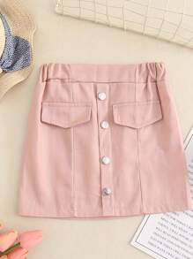 2 pezzi/set Giacca con falsa tasca e gonna per ragazza giovane
