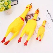 1pc Warehouse Funny Yellow Screaming Rubber Squeeze Chicken Toy - Yellow - View 3