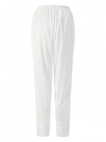 Women's Silk Pettipants Slip Ankle Length Snip-It Pant Liner Satin Culotte Slip Elastic Waistband Lace Sleep Pants - 白色 - 查看 6