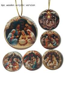 6 PIEZAS Nuevas decoraciones navideñas vintage con efectos acrílicos
