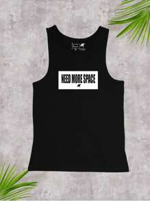 Arraia Maori Men's Plus Size Need More Space Running Summer Gym Basic Tank Top - 黑色 - 查看 3