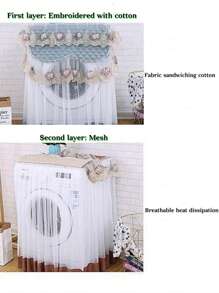 1pc Lace Embroidery Washing Machine Cover, Waterproof Dustproof Automatic Washing Machine Protector, Fit For 8kg/10kg Washing Machines