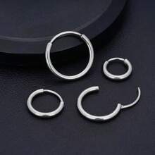 1 Pair Stainless Steel Round Hoop Earrings/Nose/Lip Rings, Suitable For Women, Men, Girls, Everyday And Party Wear Piercing Circular Design, Cute/Sexy Style