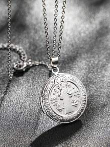 Custom Necklace Stainless Steel Vintage Round Cross Pendant Virgin Mary Saint Necklace