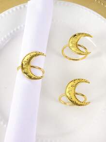 Juego de 2/4/6 piezas de argollas para servilletas con motivos de estrellas y lunas, aros de servilleta Eid Al-Adha para decorar la mesa del comedor, portaservilletas dorados con forma de luna - multicolor - Ver 19