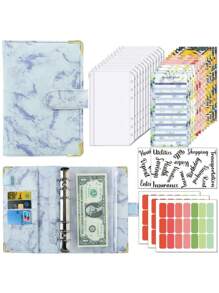 A6 Budget Binder Money Saving Wallet PU Notebook Planner Cash Organiser Envelope - Black - View 7