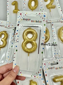 1pc New Pink Blue Decoration Powder Bright Shiny 0-9Numbers Birthday Cake Party Wedding Decoration Candle, Birthday Candle - Multicolor - View 44
