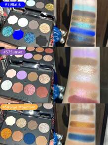 GIRLCULT GIRLCULT Hallucination Eyeshadow Palette 58 Blue Mountain Chameleon & Metallic Highly Pigmented Eye Makeup Palette, Matte Shimmer Metallic Eyeshadow Pallet Long Lasting Blendable Natural Colors,GIFT, 8g/0.28oz
