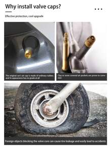 4 件/套多色夜光汽车轮胎气门帽，摩托车加强型辉光照明气门杆帽，电动自行车轮胎气门帽，带自发光设计 - 均碼 - 查看 8