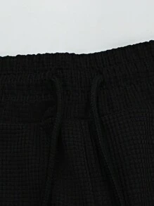 2pcs Men's Jacquard Zipper Casual Sports Solid Color Long Sleeve Suit, Simple And Fashionable - Black - View 7