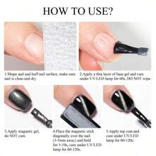 FOUR LILY 7ml黑色水晶磁性凝胶指甲油，7ml持久可卸美甲凝胶，DIY LED UV凝胶指甲油礼品 - 黑色 - 查看 6