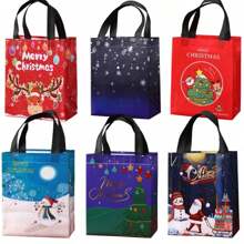 Bolsa de regalo de fieltro no tejido laminado con diseño tridimensional de Navidad, bolsa con laminado en caliente - Multicolor - Ver 2