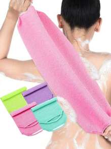 Long Exfoliating Back Scrubber Loofah With Handles, Back ExfoliatoWashcloth Exfoliating Body Scrubber Back Scrubber,Stretchable Pull Strap For Shower Japanese Bath Wash Cloth Korean Exfoliating Luffah Towel Beauty Washcloth Sponge Loofah Body Scrub,Mother Day Gift