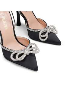 DREAM PAIRS Women's High Heels Destiny Closed Toe Strappy Heels Sexy Rhinestone Ankle Strap Pumps Wedding Bridal Party Dress Shoes - 黑色 - 查看 4