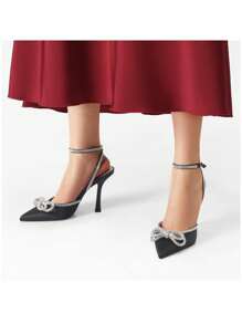 DREAM PAIRS Women's High Heels Destiny Closed Toe Strappy Heels Sexy Rhinestone Ankle Strap Pumps Wedding Bridal Party Dress Shoes - 黑色 - 查看 6