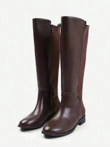 Where’s That From PARKER KNEE HIGH BOOTS WITH SIDE ZIP - Dark Brown PU - View 3