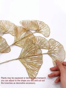 1/3/5 件人造银杏叶，金色假杏叶茎，花瓶填充物，适用于家庭花园婚礼装饰，房间装饰，冬季家庭餐桌装饰，春季农历新年装饰礼物生日毕业，假植物