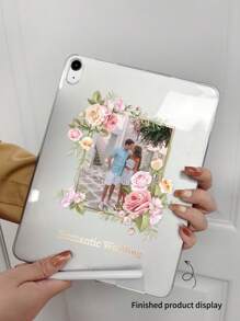 Spring 1pc Rose Flower Frame Transparent Phone Case, Customized With Portrait, Pet, Plant Photo, Text, Letters, Any Images, Lightweight And Ultra Thin Soft Shell