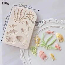 Baking Fondant Cake Molds - Ocean Series Mermaid, Seaweed, Coral Reef Cake/Chocolate Molds Crafts Clay Tools Set - Beige - View 12
